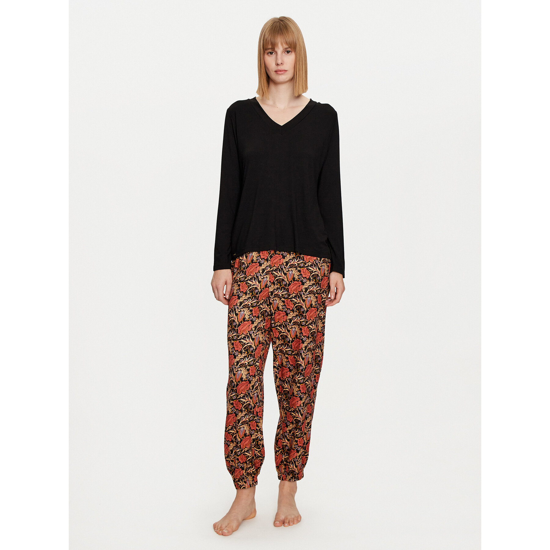 Selmark Pyjama Flores P6973 Schwarz Regular Fit