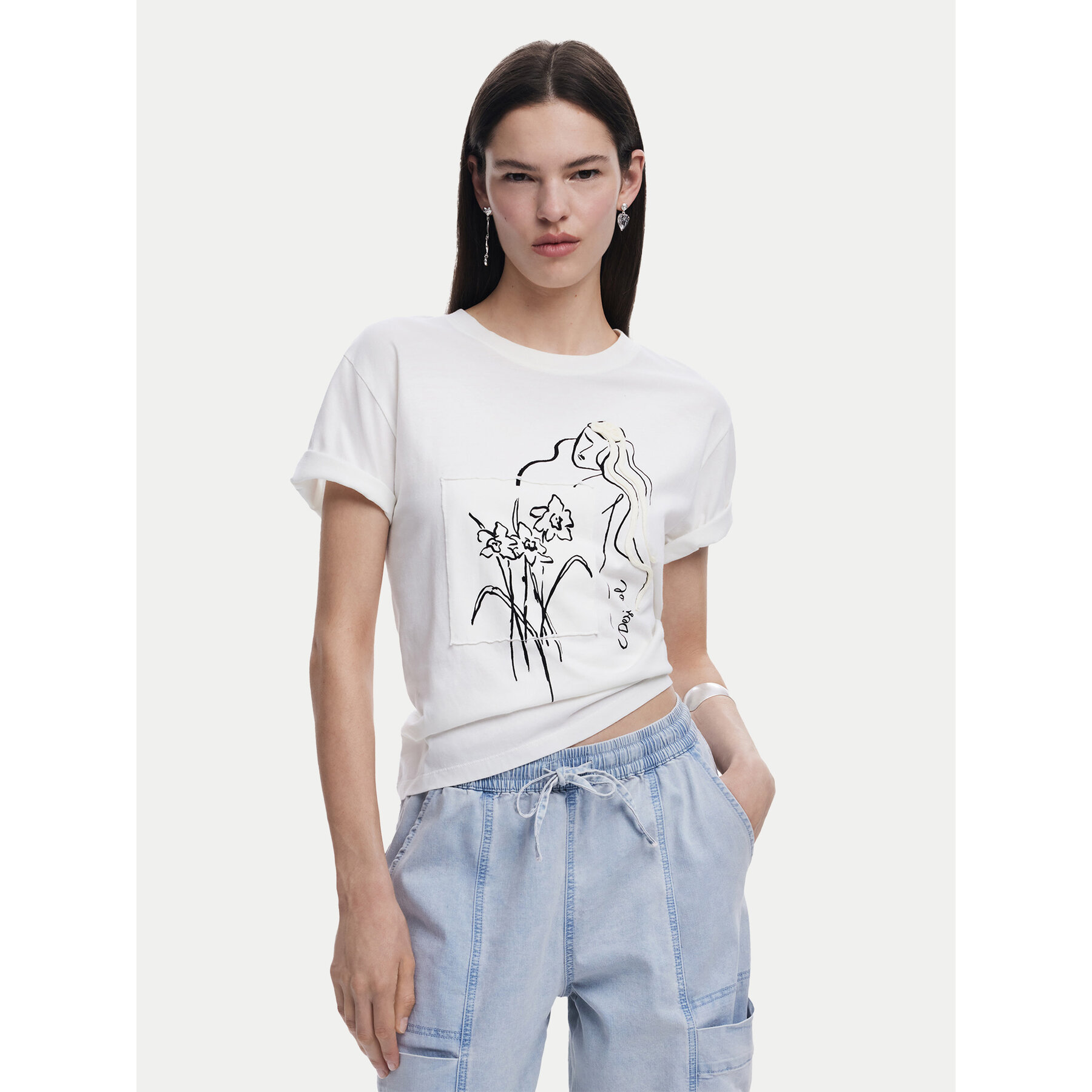 Desigual T-Shirt Paraguay 25SWTKAB Weiß Regular Fit