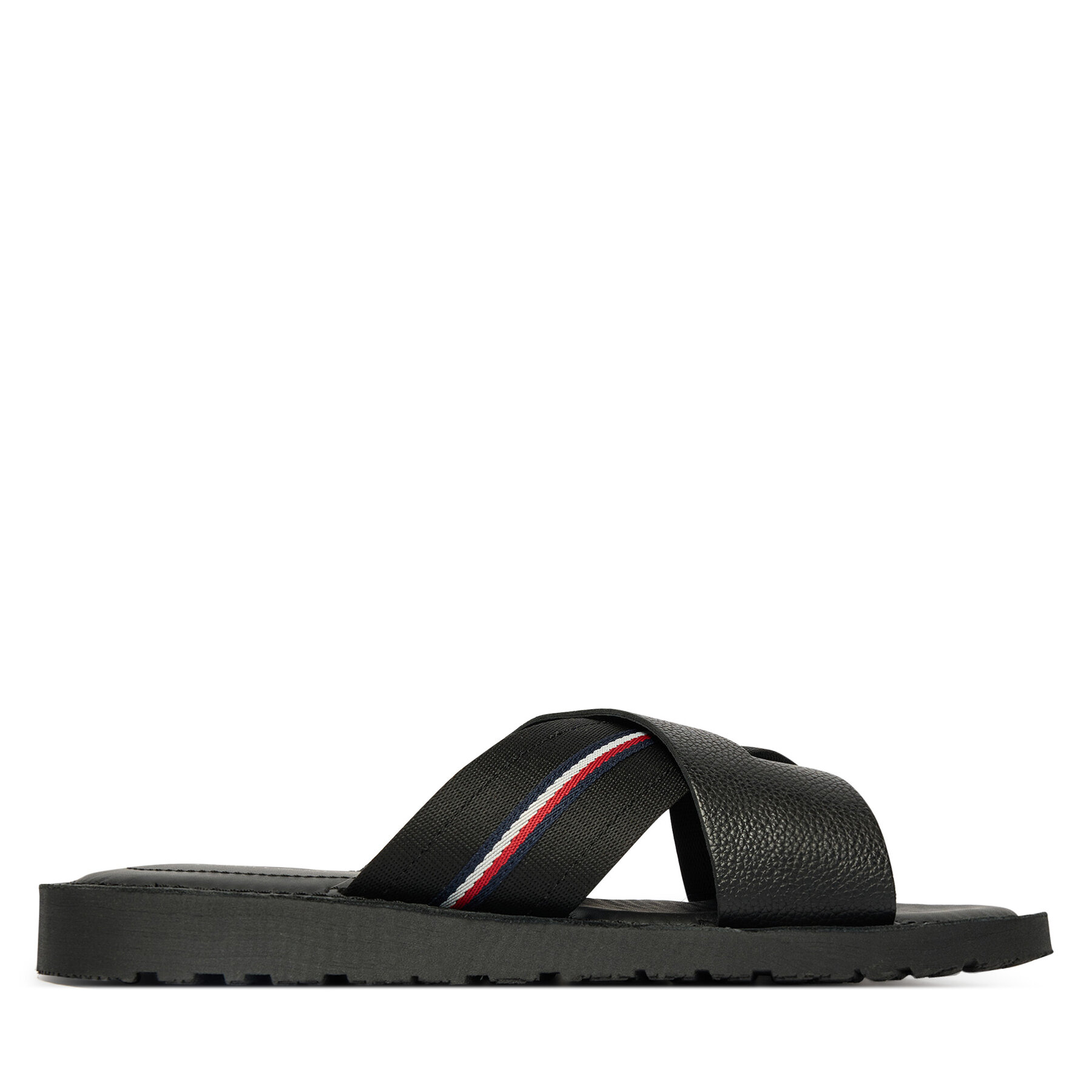 Pantoletten Tommy Hilfiger Core Hilfiger Lth Criss C Sandal FM0FM05783 Schwarz