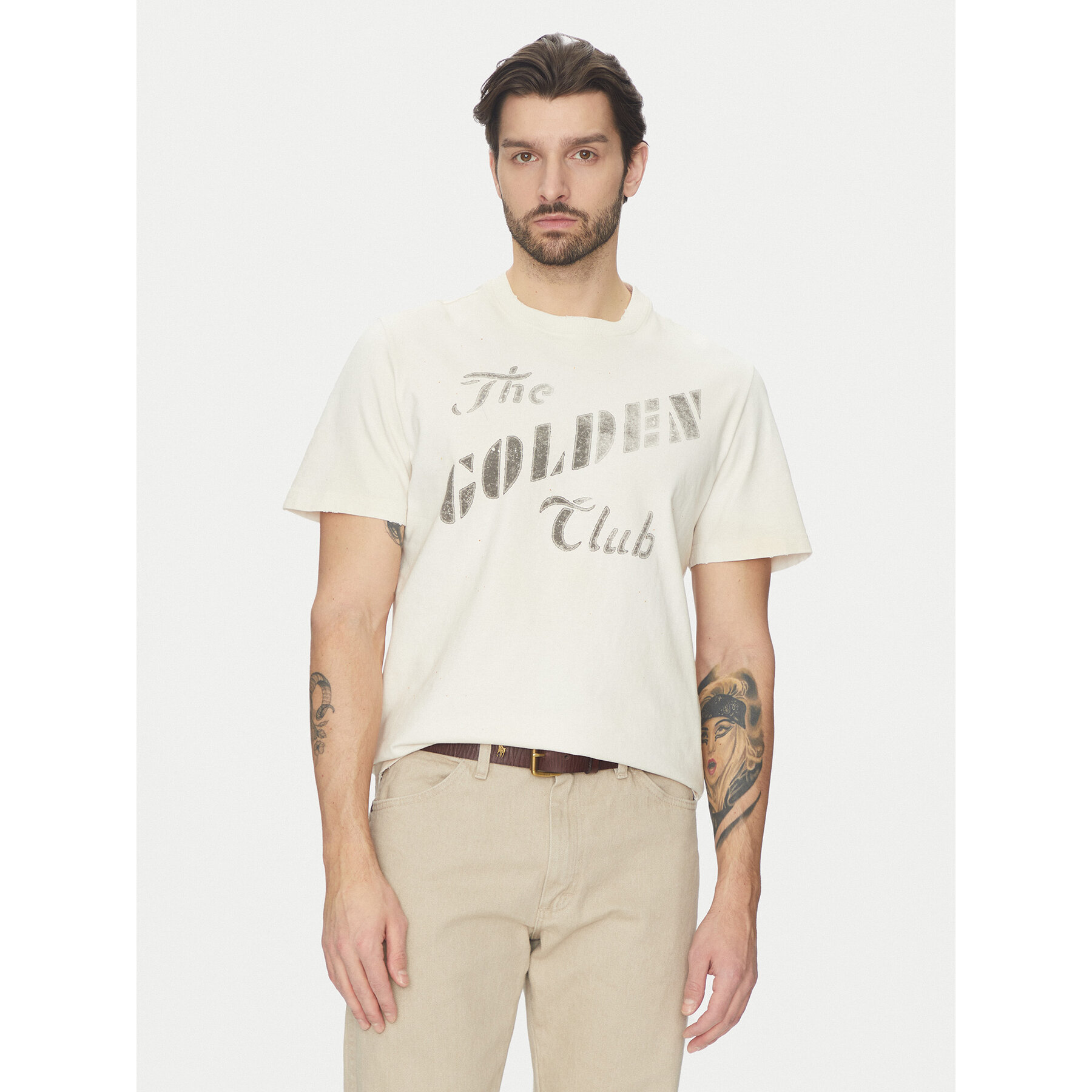 Golden Goose T-Shirt GMP01220.P001642 Écru Regular Fit