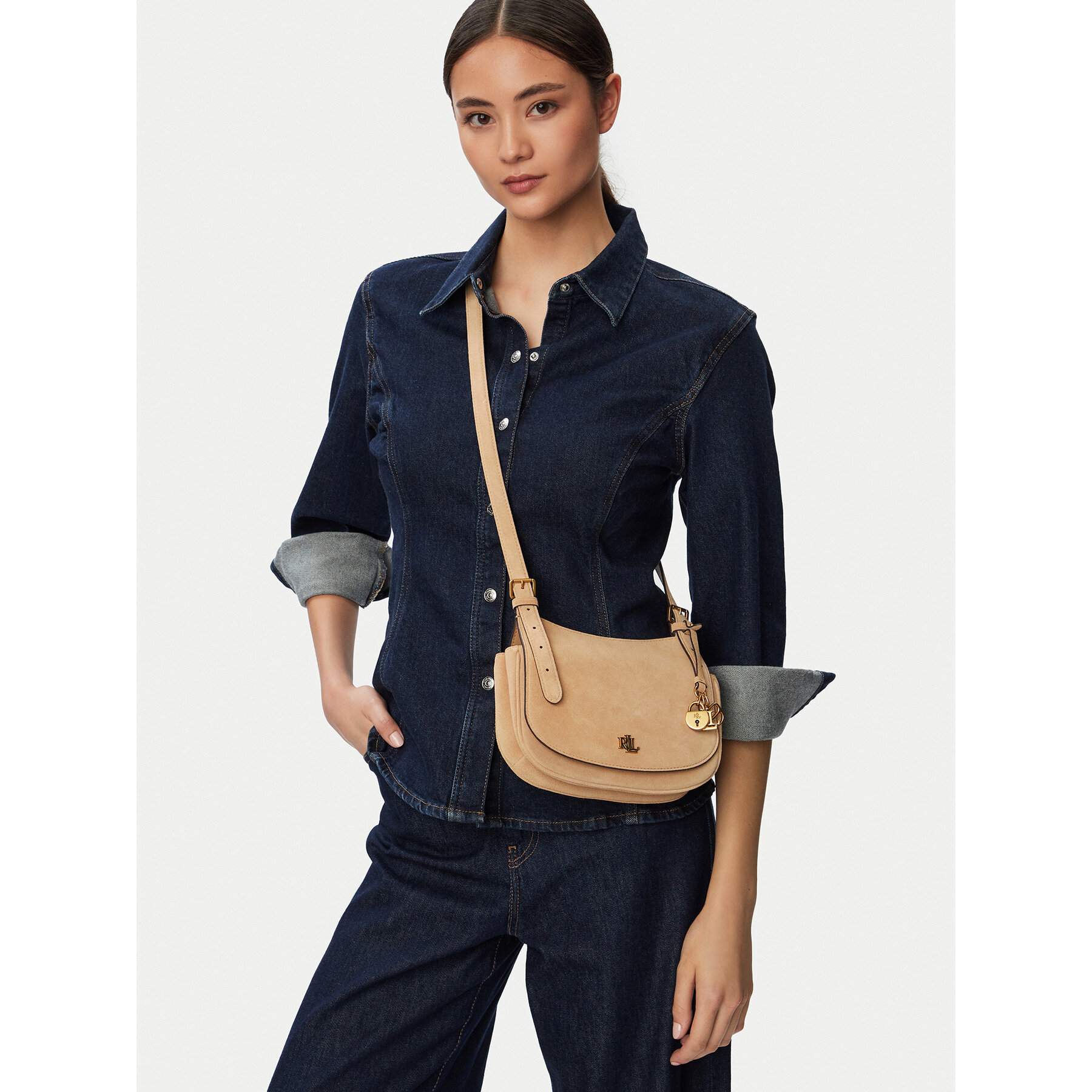 Handtasche LAUREN RALPH LAUREN 431P15642001 Beige