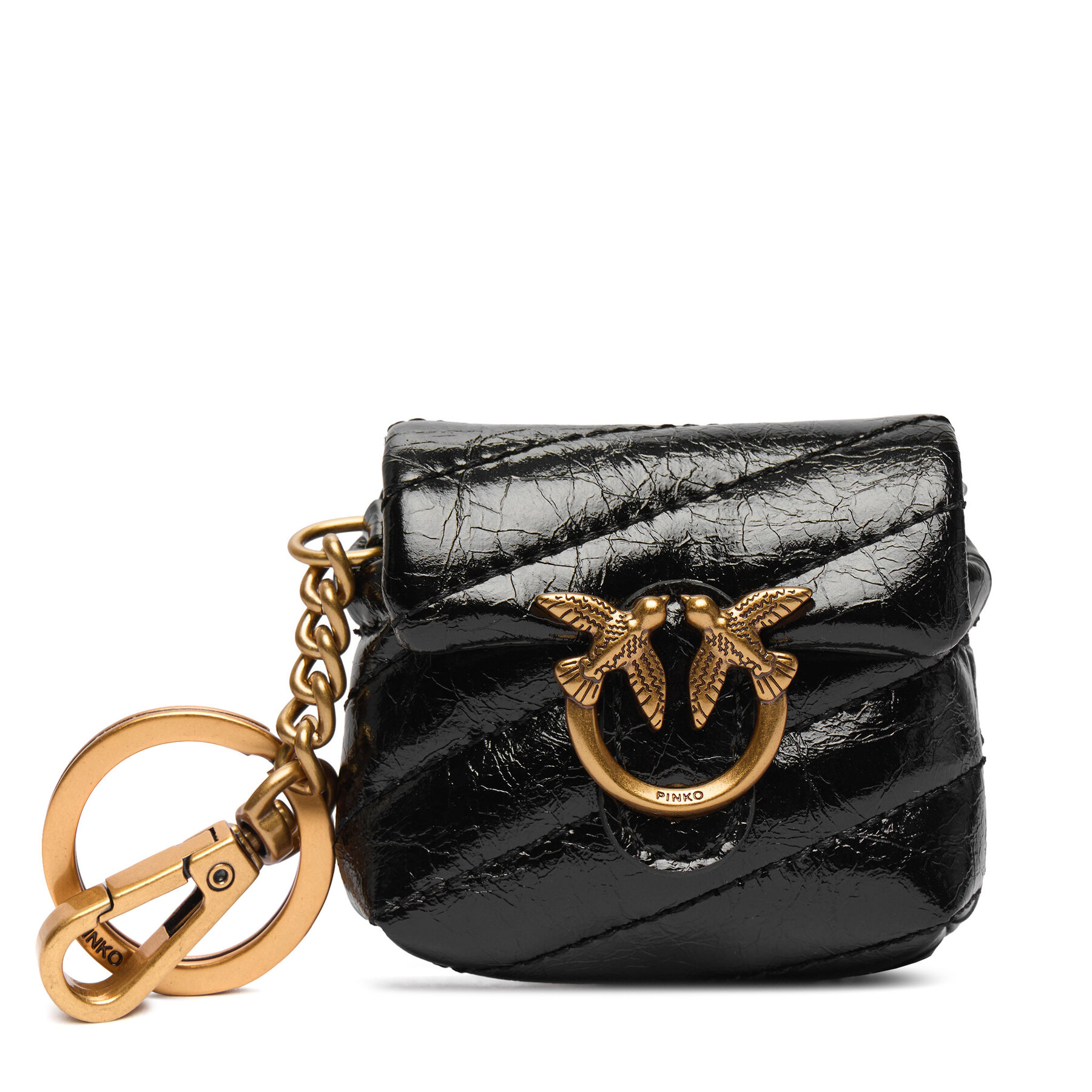 Schlüsselanhänger PINKO Airpods Love Puff Microfiber Shiny Calf AI 25-26 PCPL 105869 A370 Schwarz