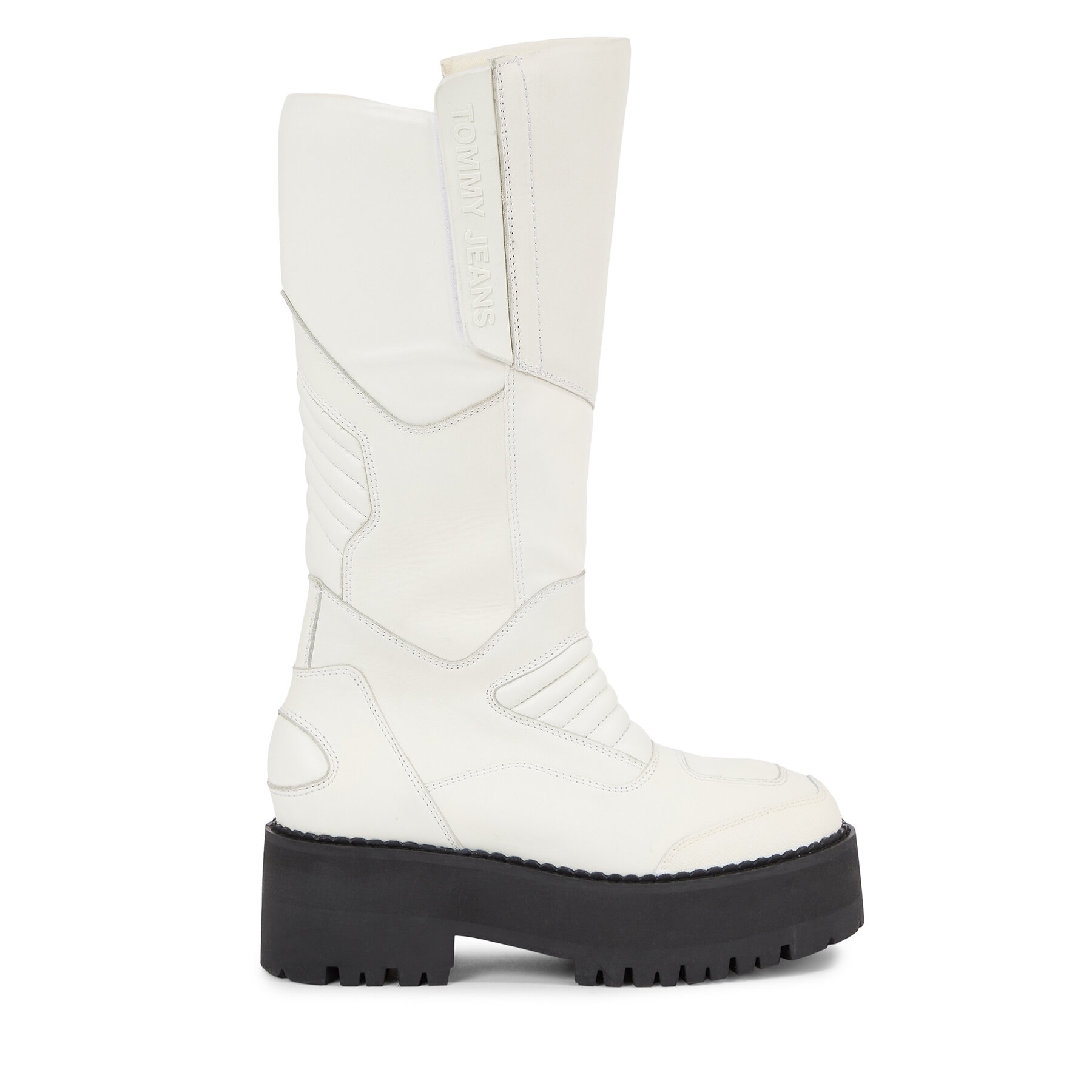 Stiefel Tommy Jeans Tjw Long Shaft Biker Boot EN0EN02376 Weiß
