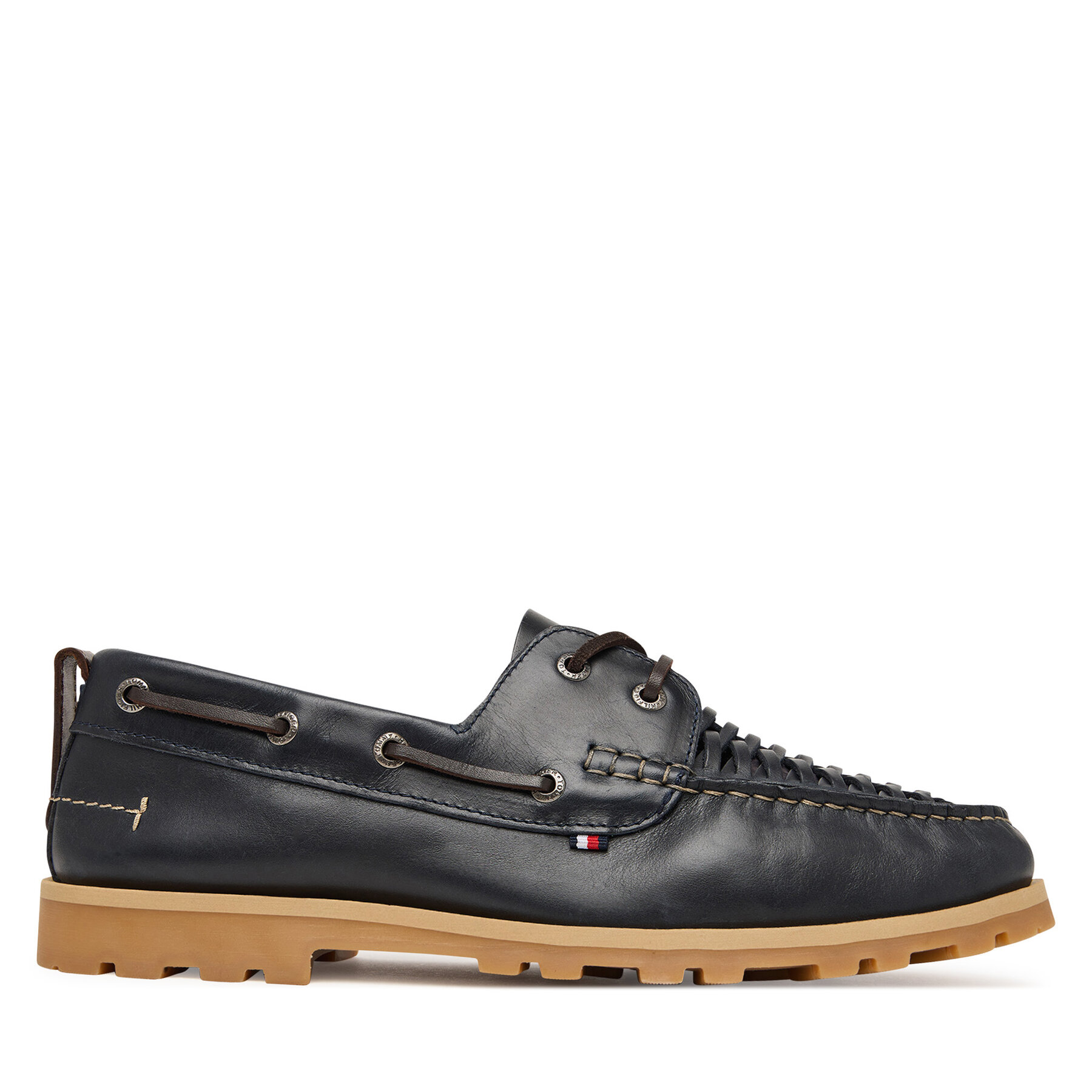Halbschuhe Tommy Hilfiger Hilfiger Braided Lth Boat Shoe FM0FM05892 Dunkelblau