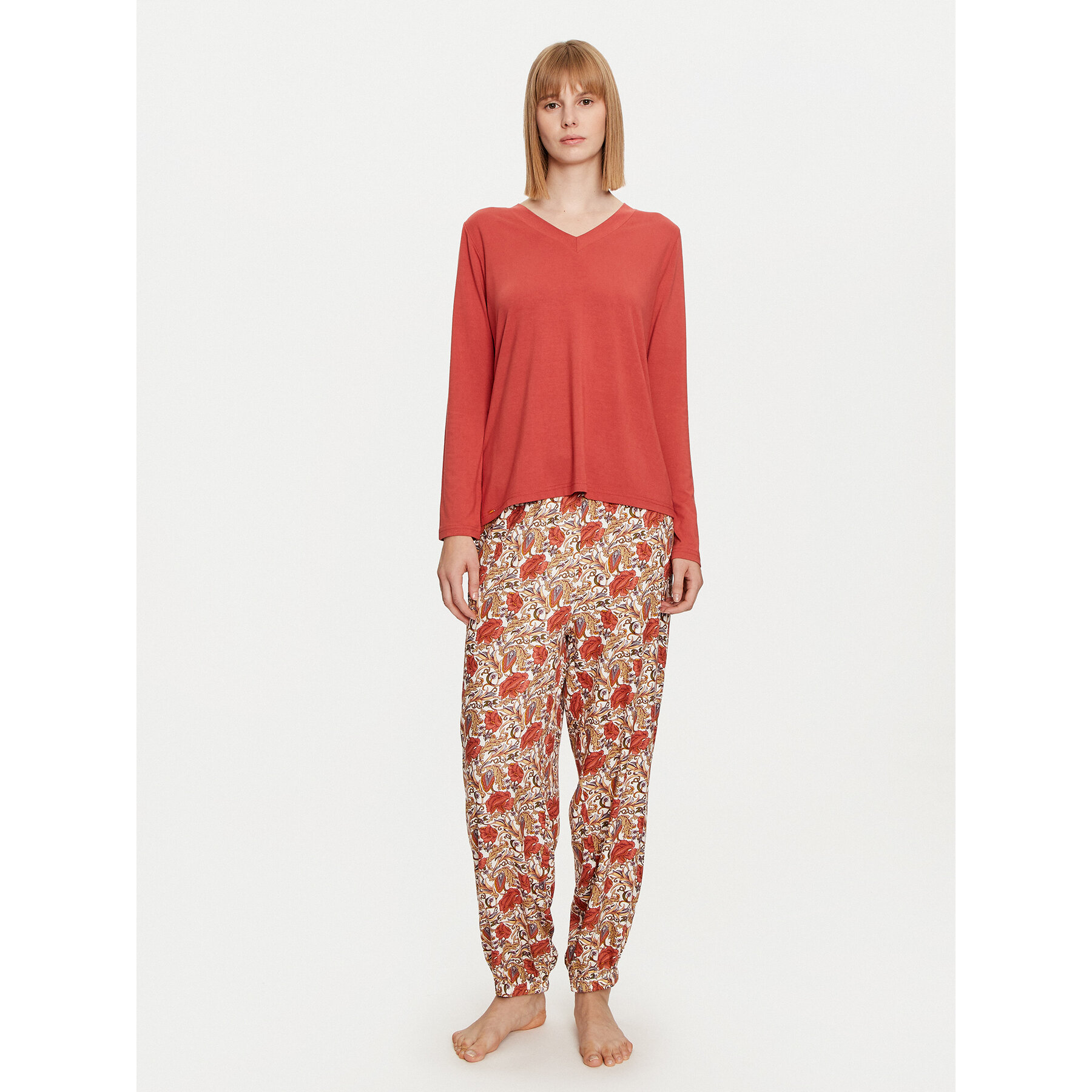 Selmark Pyjama Flores P6973 Orange Regular Fit