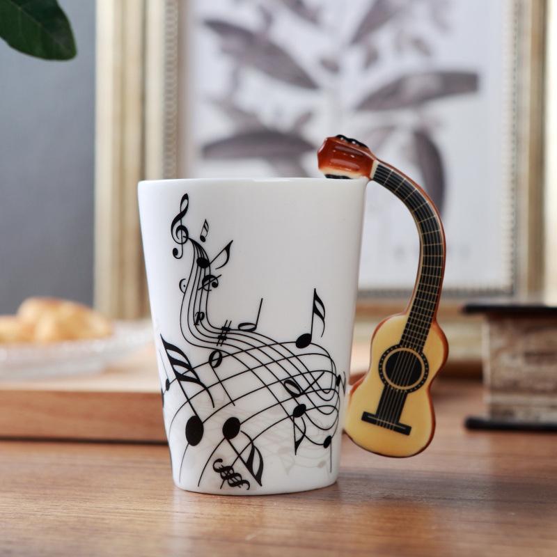 Kreative Musik Violine Stil Gitarre Keramik Tasse Kaffee Tee Milch Tassen mit Griff Kaffeetasse Geschenke Guitar