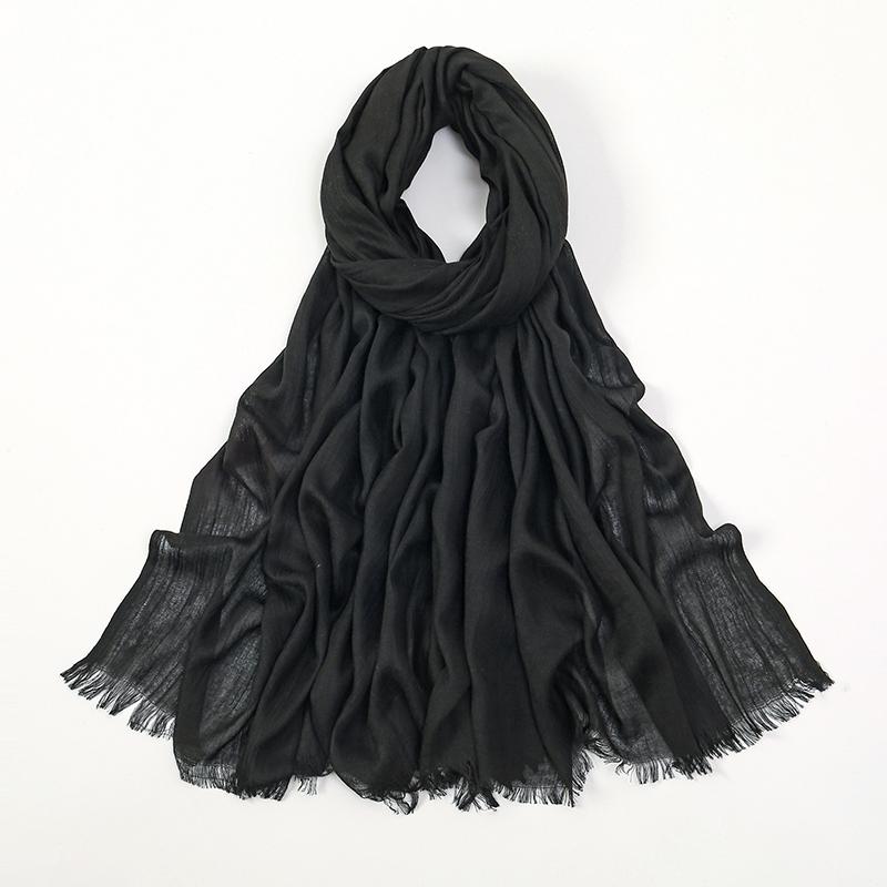 Premium Bambus Modal Hijab Schal für Damen Einfarbig Muslimische Mode Kopftuch für Damen Turban Hijabs Atmungsaktives Tuch Islam Ram 110x180cm black
