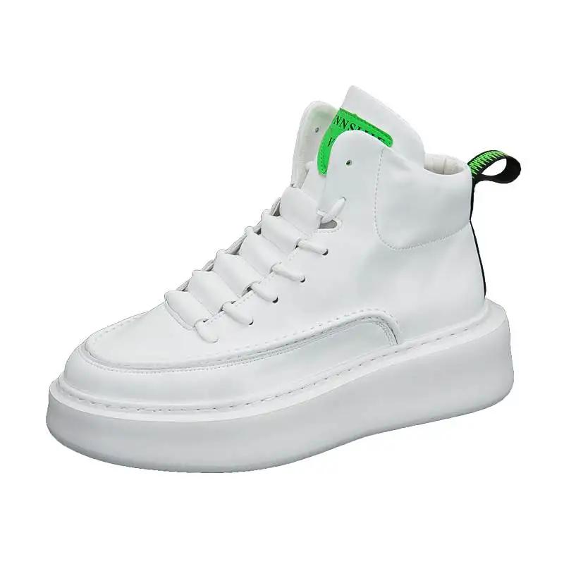 Marke Herren Weiße Vulkanisierte Sneaker Trend Winter High Top Sneaker Herren Plateau Schuhe Bequeme Herren Leder Skateboard Schuhe 41