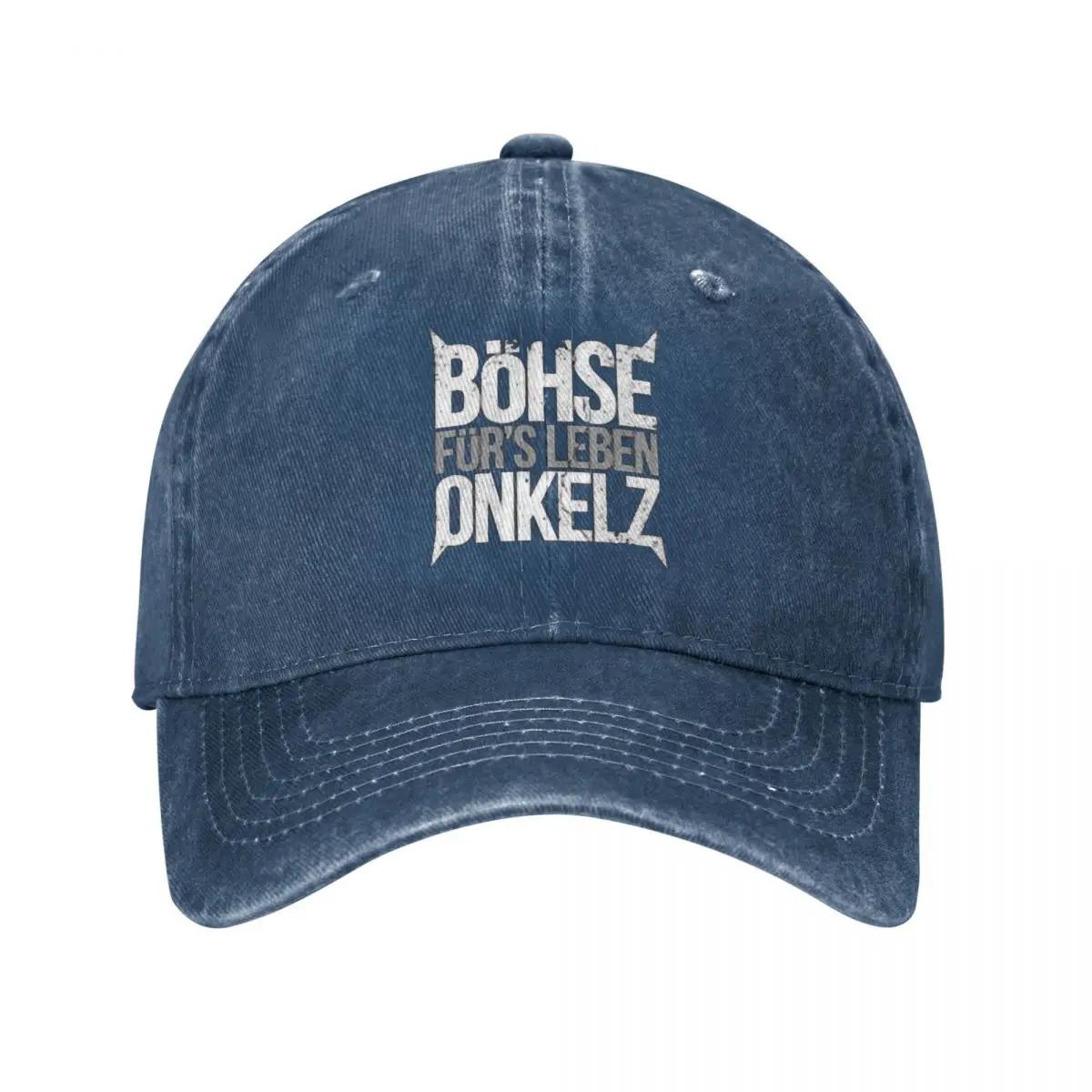 Vintage Böhse Onkelz Rock Baseball Caps Unisex Distressed Gewaschene Sonnenkappe Deutsche Musik Outdoor-Aktivitäten Hüte Kappe Adjustable navy blau