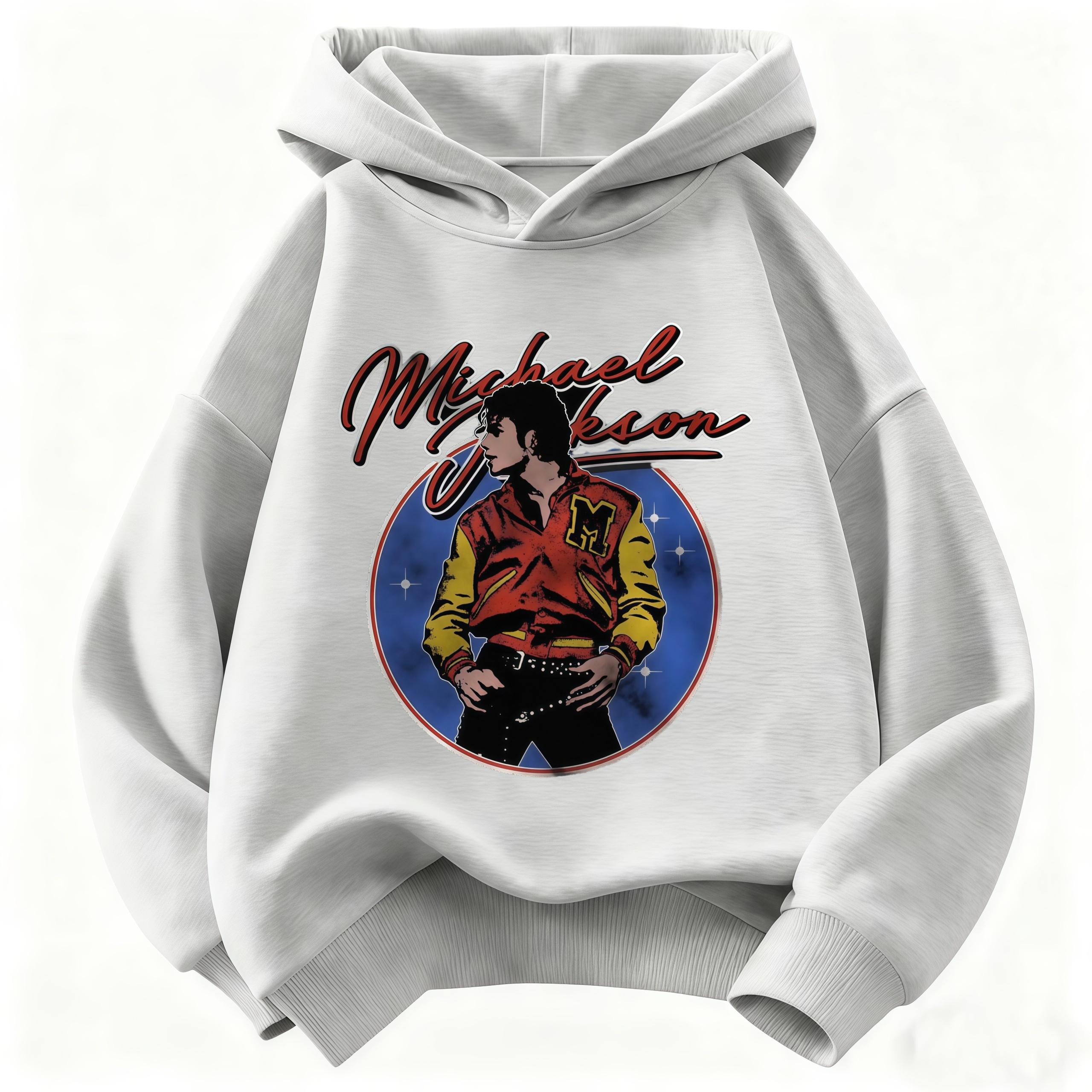 Neues Kinder Kapuzenpullover Michael Jackson Retro Buchstaben Figur Druck Pullover Kinder Jungen Mädchen Freizeit Vintage Mode Hoodie 100 gray