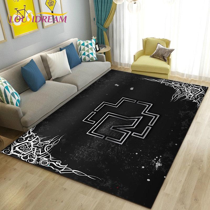 R-Rammstein Rock Band Teppich, groß, Teppich für Wohnzimmer, Schlafzimmer, Sofa, Fußmatte, Dekoration, Küche, rutschfeste Bodenmatte, 3D 120cm x 160cm