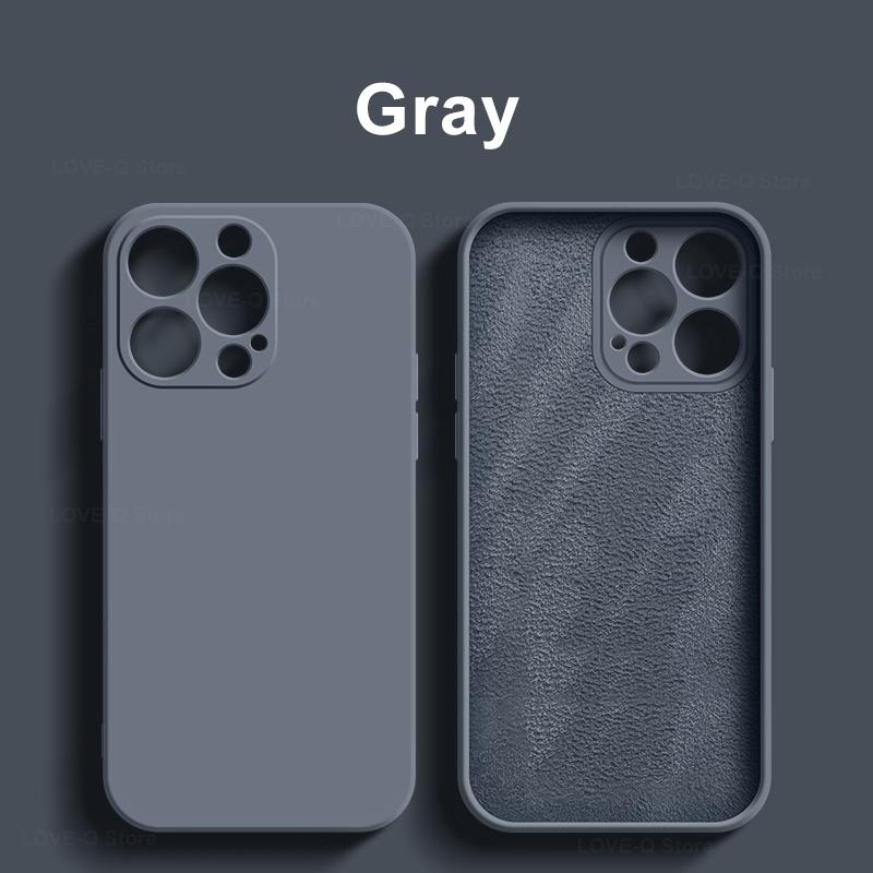 Für Flüssigsilikon Handyhülle Für Apple iPhone 16 15 14 Plus 13 12 11 Pro Max Hüllen Für iPhone 16 Pro Max Stoßfeste Hülle For iPhone 16 Pro graue