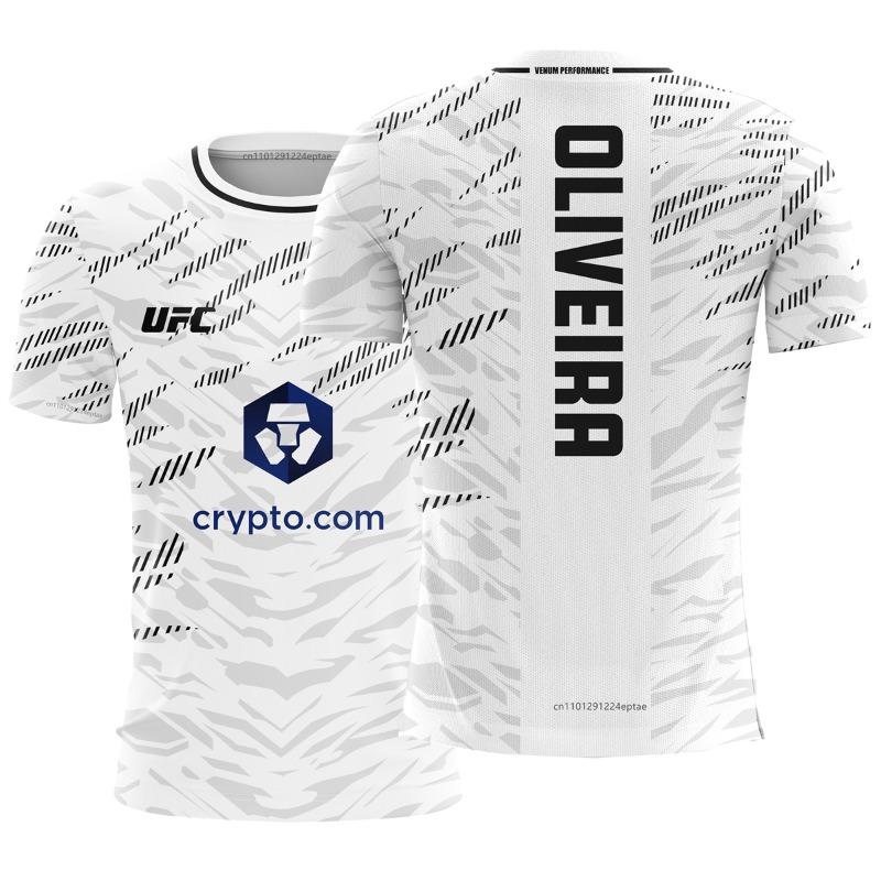 UFC MMA Oliveira T-Shirts Brasilianischer Mixed Martial Artist Herren Fight Night Champion Trikot Sommer Herren GYM Atmungsaktive T-Shirts Oberteile 3XL white