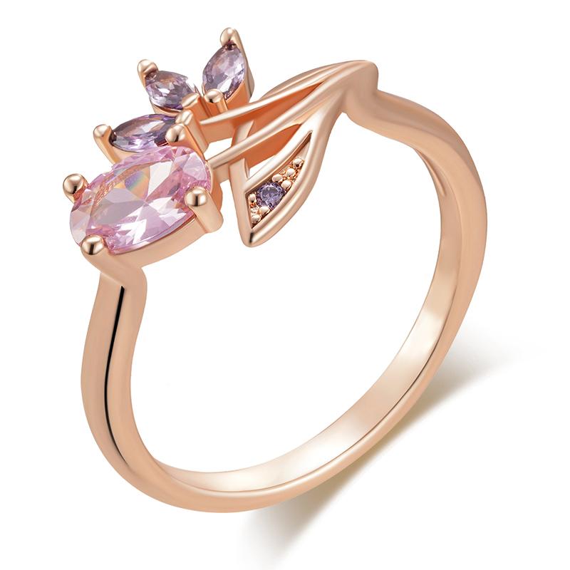 Lila Natürlicher Zirkon Blumenring für Damen Luxusschmuck Weihnachtsgeschenke Braut Eheringe 7
