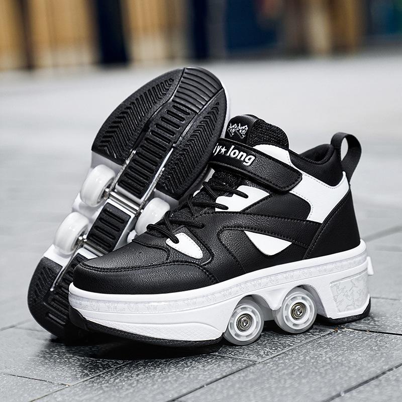 Rollschuhe 6-15 Jahre alt Vierrad-Deformation Kann gehen Kann skaten Skates Mädchen Ausreißerschuhe 43
