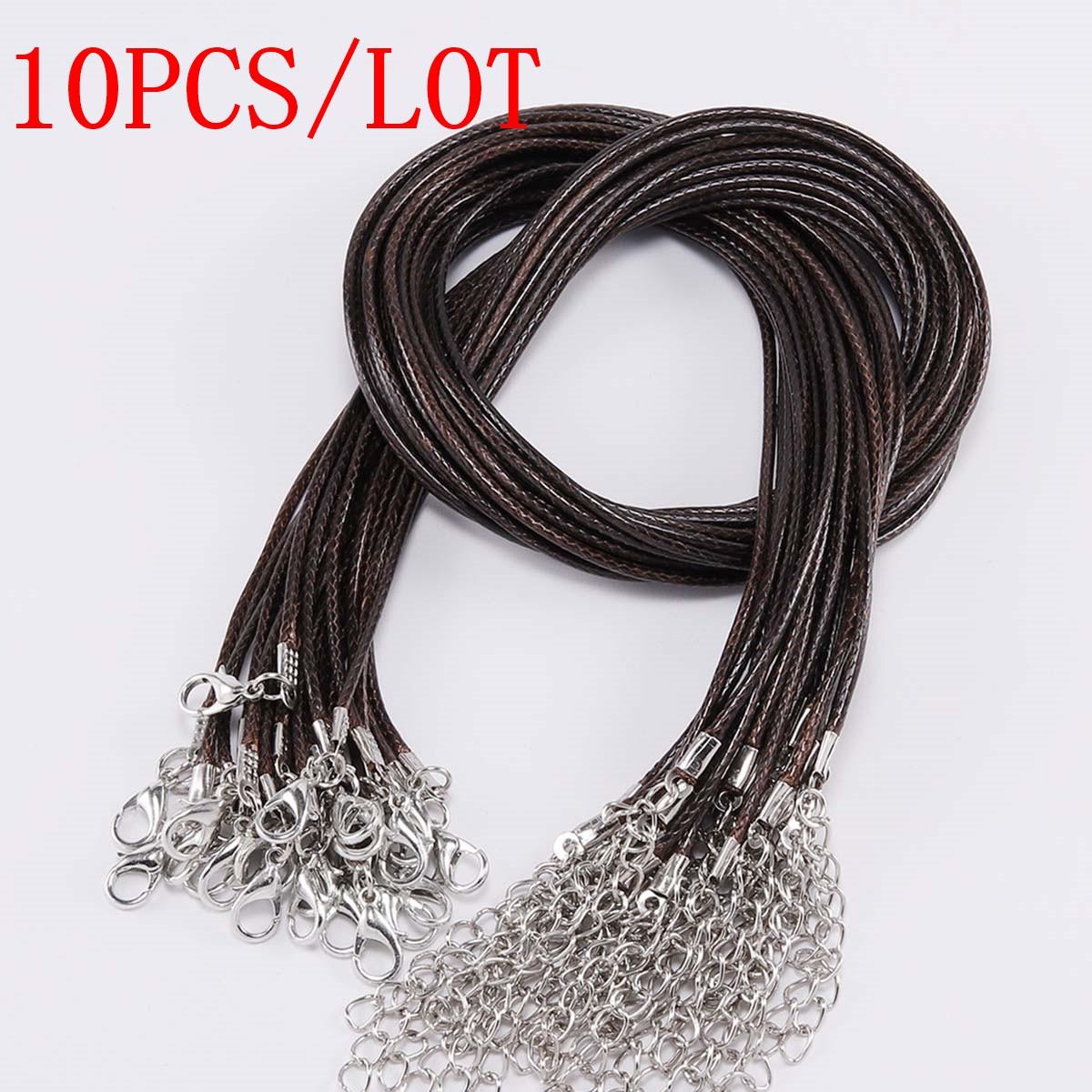 10 Teile/los Durchmesser 1,5mm Echtes Lederband Halskette Mit Verschluss Einstellbar Geflochtenes Seil Für Schmuck Machen DIY Halskette Armband 1.5MM-10PCS/LOT