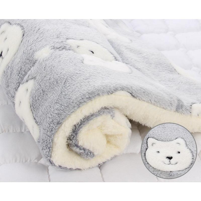 Haustier-Schlafmatte, Hundebett, Katzenbett, weiches Haar, verdickte Decke, Fleece, waschbar, warm, Bärenmuster, Decke, Haustierbedarf 49X32CM