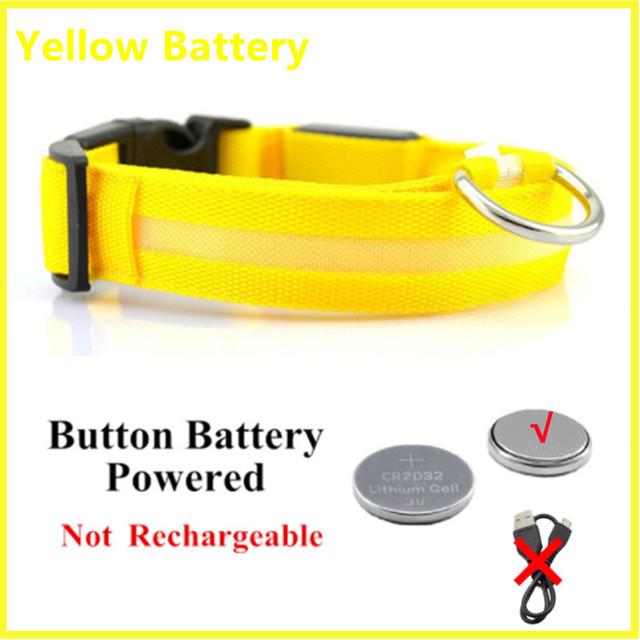 Hundehalsband aus Nylon, LED-Nachtsicherheitsblinken, im Dunkeln leuchtende Hundeleine, Haustierhunde, leuchtendes fluoreszierendes Hundezubehörhalsband S