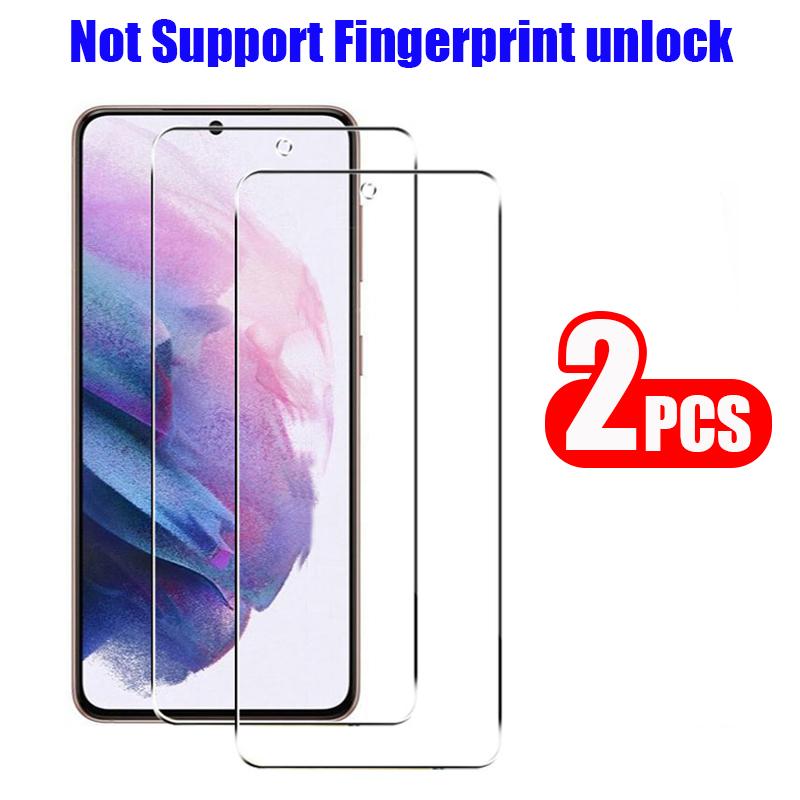 2 Stück Fingerabdruck-ID entsperren gehärtetes Glas Film für Samsung Galaxy S21 S22 5G S23 S21 Plus S21FE FE 5G S22+ HD Vollbild-Schutzglas Samsung Galaxy S22 weiß