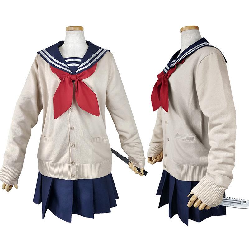 My Hero Academia Cosplay Kostüm Anime Cosplay Boku No Hero Academia Himiko Toga JK Uniform Damen Matrosenanzüge mit Pullovern S