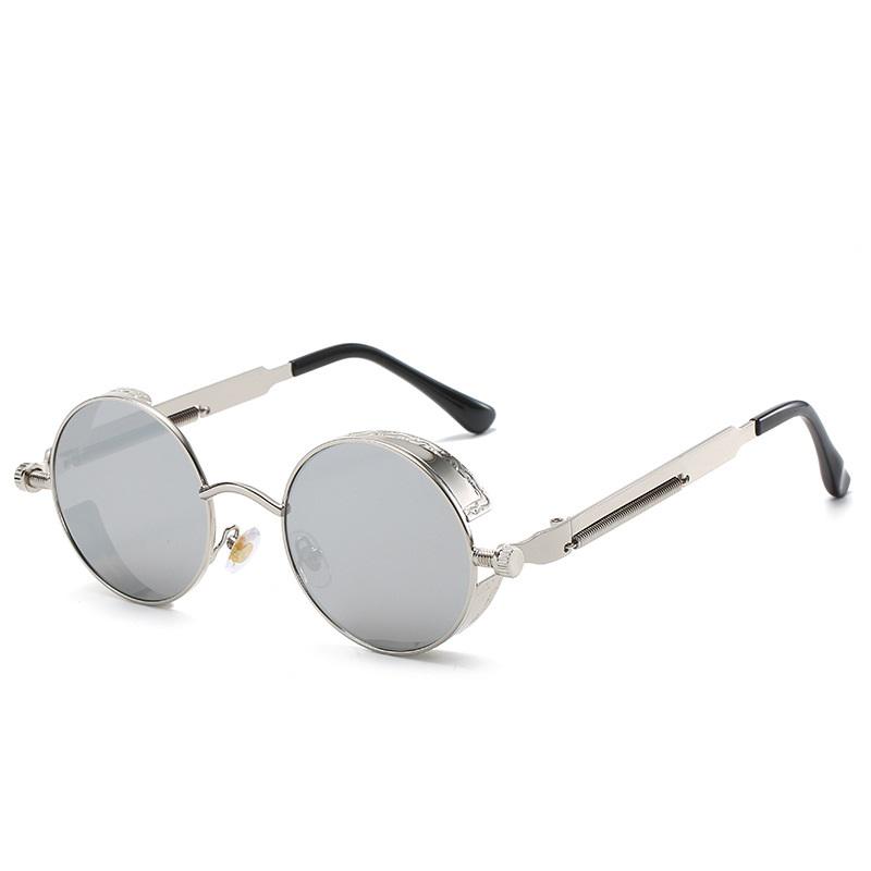 Punk Steam Sonnenbrille für Männer Vintage Brille Unisex klassische runde Rahmen Brille silber