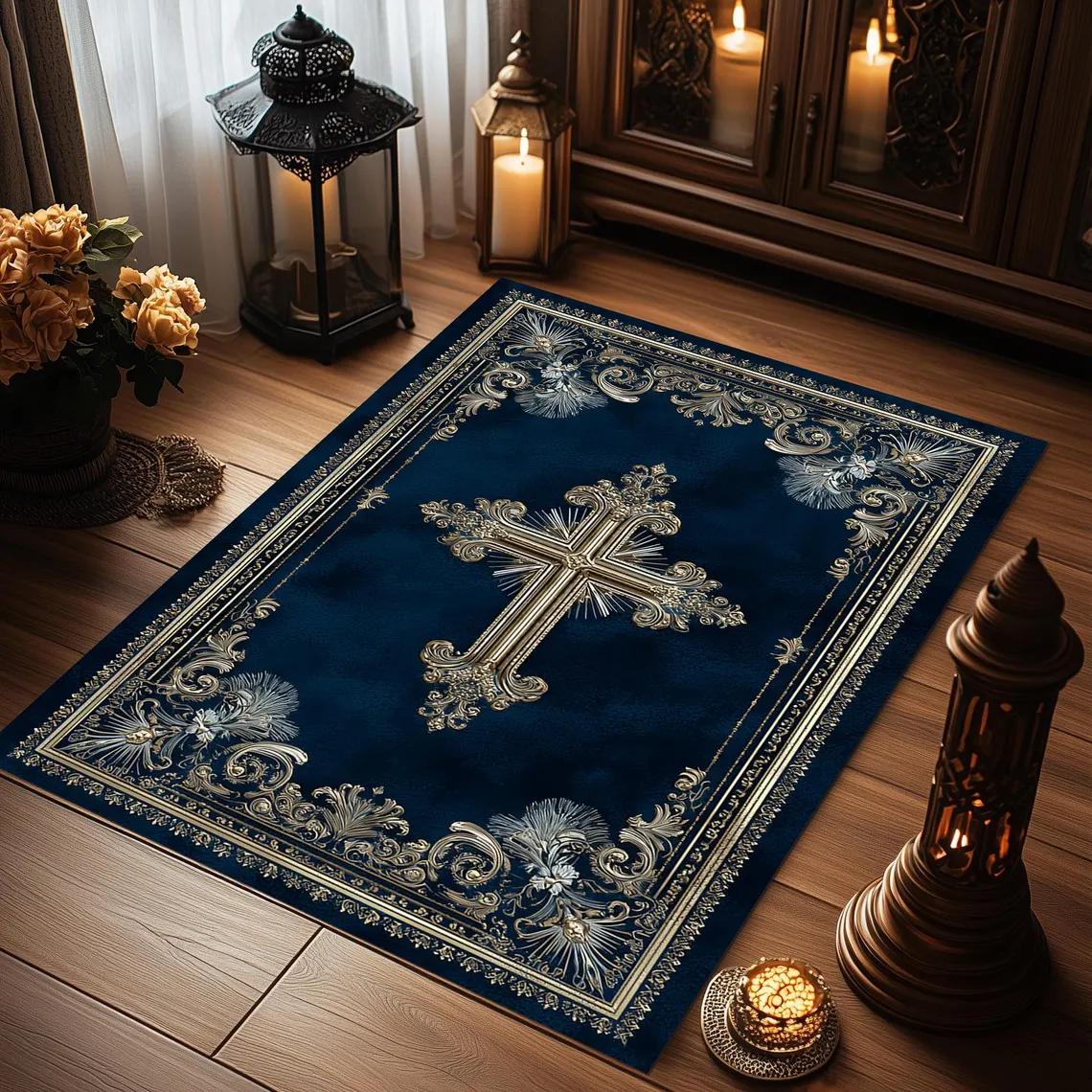 Christlicher Gebetsteppich Traditioneller Abstrakter Teppich Heimdeko Teppich Moderner Beliebter Teppich 40x60cm brown