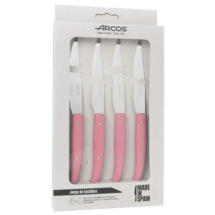 Couteaux à Steak - ARCOS - 4er-Set - Lame Acier Inoxydable NITRUM® - 110/230 mm - Rose