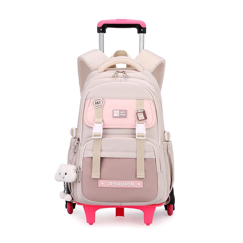Schul-Rollerrucksack Große Kapazität Trolley-Rucksack Studenten-Trolley-Tasche ZRY5204 rosa