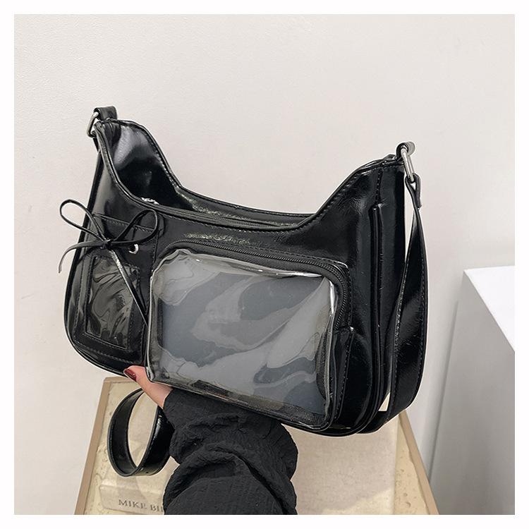 Y2k Harajuku Umhängetasche Damen Koreanische Transparente Taschen Schule Crossbody-Taschen Weibliche Japanische Designer Preppy Handtaschen Geldbörse sac schwarz