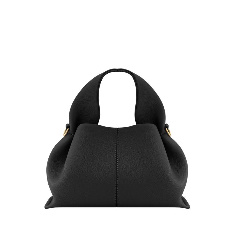 Französische Poleno Wolken Tasche Damen Tasche Nische High-End Gefühl Schräg über die Schulter Handtasche Damenmode Falten Knödel Tasche 23.5*13.5*14cm schwarz