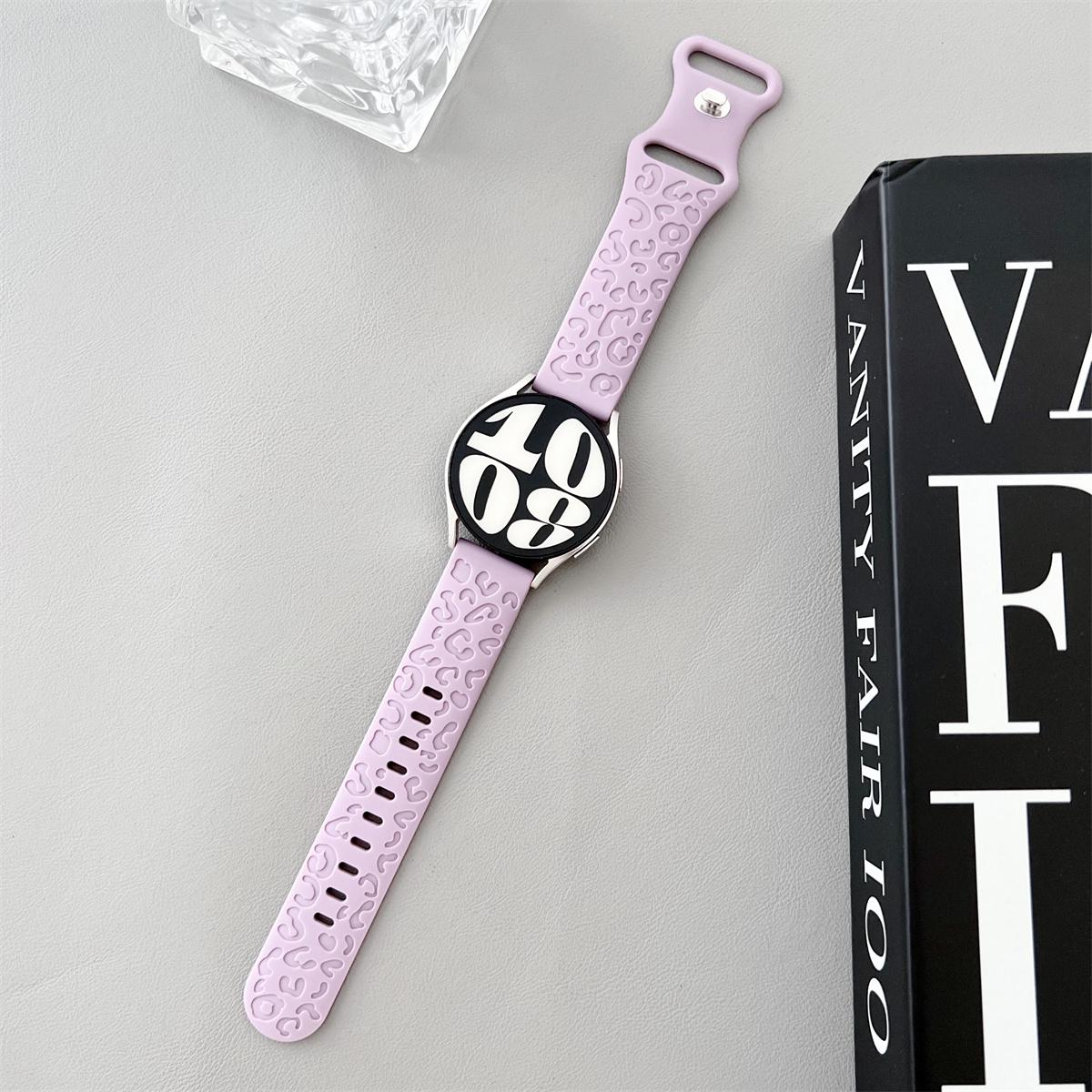 20 mm 22 mm Armband mit Leoparden-Gravur für Samsung Galaxy Watch 6 5 4 40 mm 44 mm Gear S3 Silikonarmband mit niedlichem Muster 6Classic 43 mm 47 mm Active 2 22mm