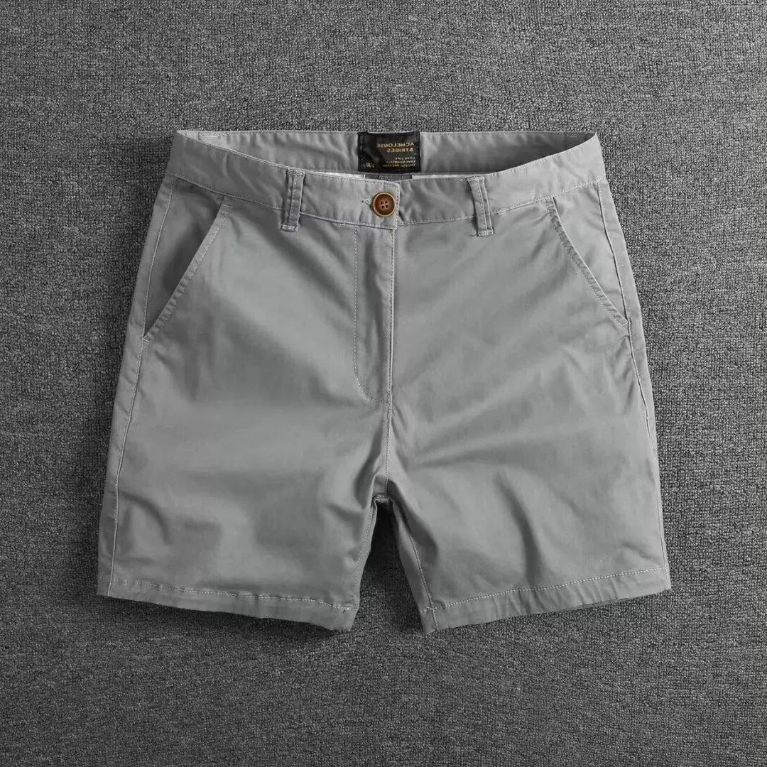 Herren Casual Baumwollshorts Sommer Einfarbig Slim Fit Locker Geschnitten Dünne Dreiviertellange Hosen Arbeitskleidung L grau