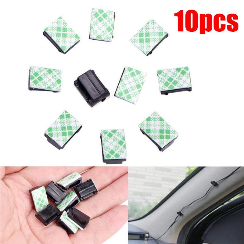 50 stücke Draht Kabel Kabel Clip Auto Kabel Flache Halter Krawatte Clips Fixer Organizer Drop Klebe Klemme 10 Pcs schwarz