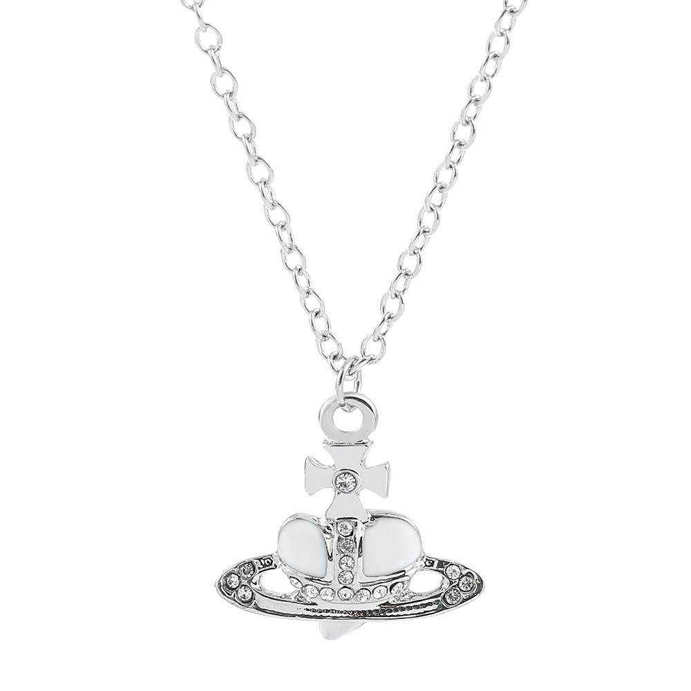 Vivienne Chain Saturn-Halskette, Liebes-Herz-Anhänger-Halskette für Frauen silber