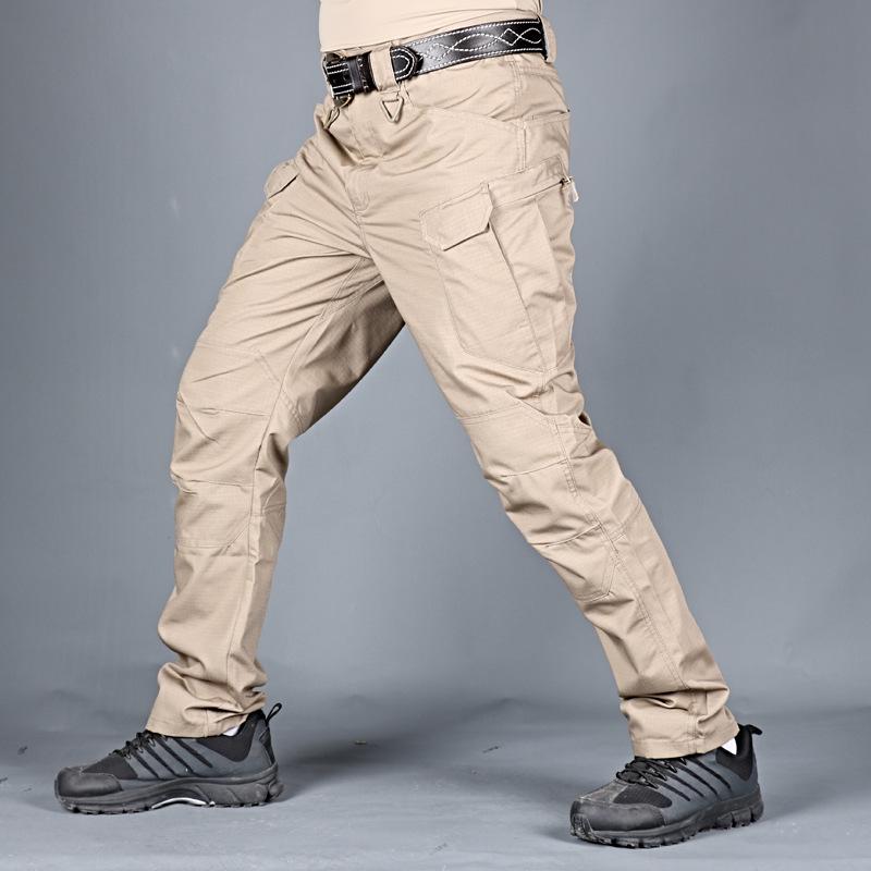 Neue 6XL Herren-Armeehose, wasserdicht, hochwertige taktische Hose, für Benutzer außerhalb von Wanderungen, Sporthose, Cargohose mit mehreren Taschen, Arbeitshose, Sporthose SIZE XXXL khaki