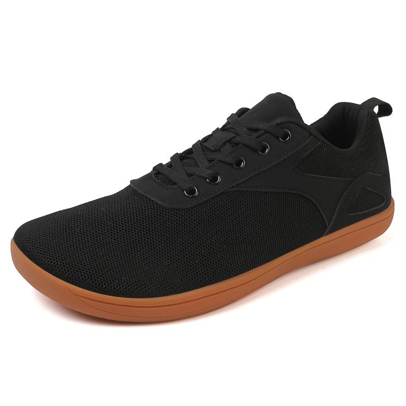 Barfußschuhe Minimalistische Schuhe Damen Herren Breite Zehen Atmungsaktive Trainingssportschuhe Leichte Outdoor-Walking-Sneaker Zero Drop Sohle Große Größe 47 38 schwarz