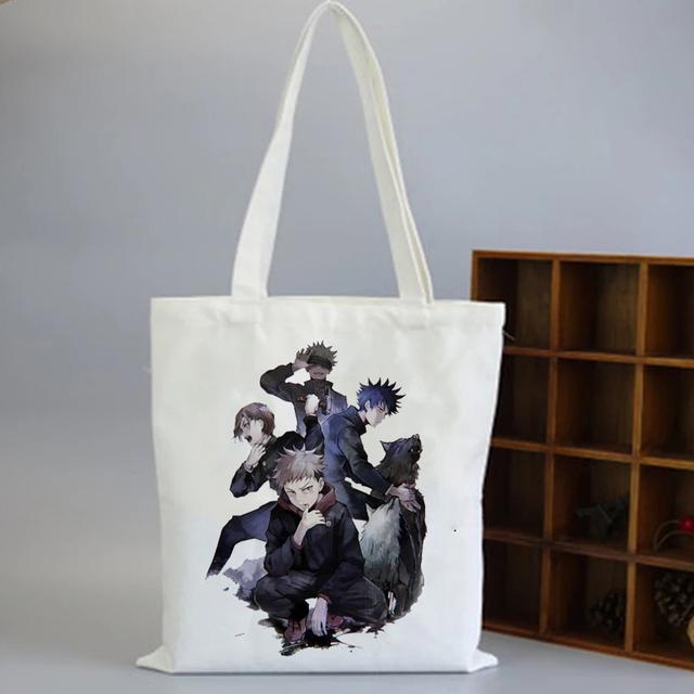 Jujutsu Kaisen Muster Druck Schulter Tasche Frauen 2021 Shopper Anime Clutch Tasche Frauen Taschen Marke Y2k Tasche Ulzzang Frauen der Tasche 24*26cm