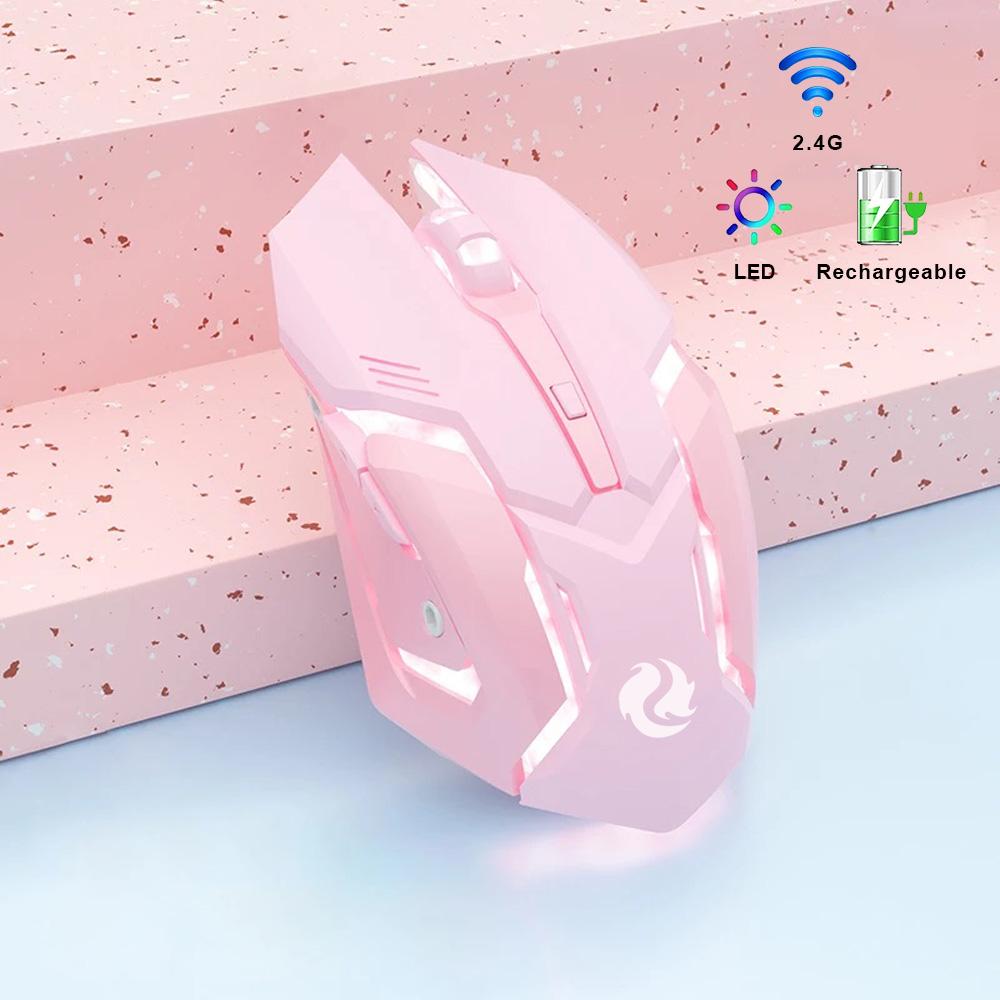 Gaming Maus Wiederaufladbare 2,4 gwireless Bluetooth Maus Stumm Ergonomische Maus Für Computer Laptop Led-hintergrundbeleuchtung Mäuse Für Ios Android no Bluetooth rosa