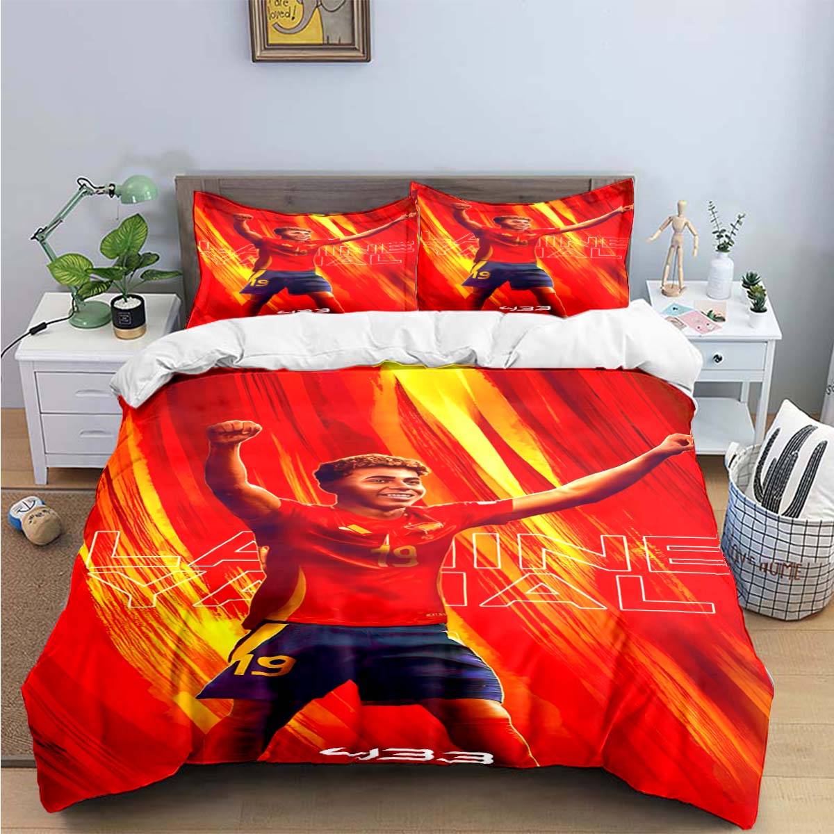 Spanien Fußball Zenozoikum Star L-Lamine Y-Yamal Bettwäsche-Sets Bettwaren-Set Bettbezug Bettdecke-Set Bettwäsche-Set Geschenk AU Double(180*210cm)3pcs