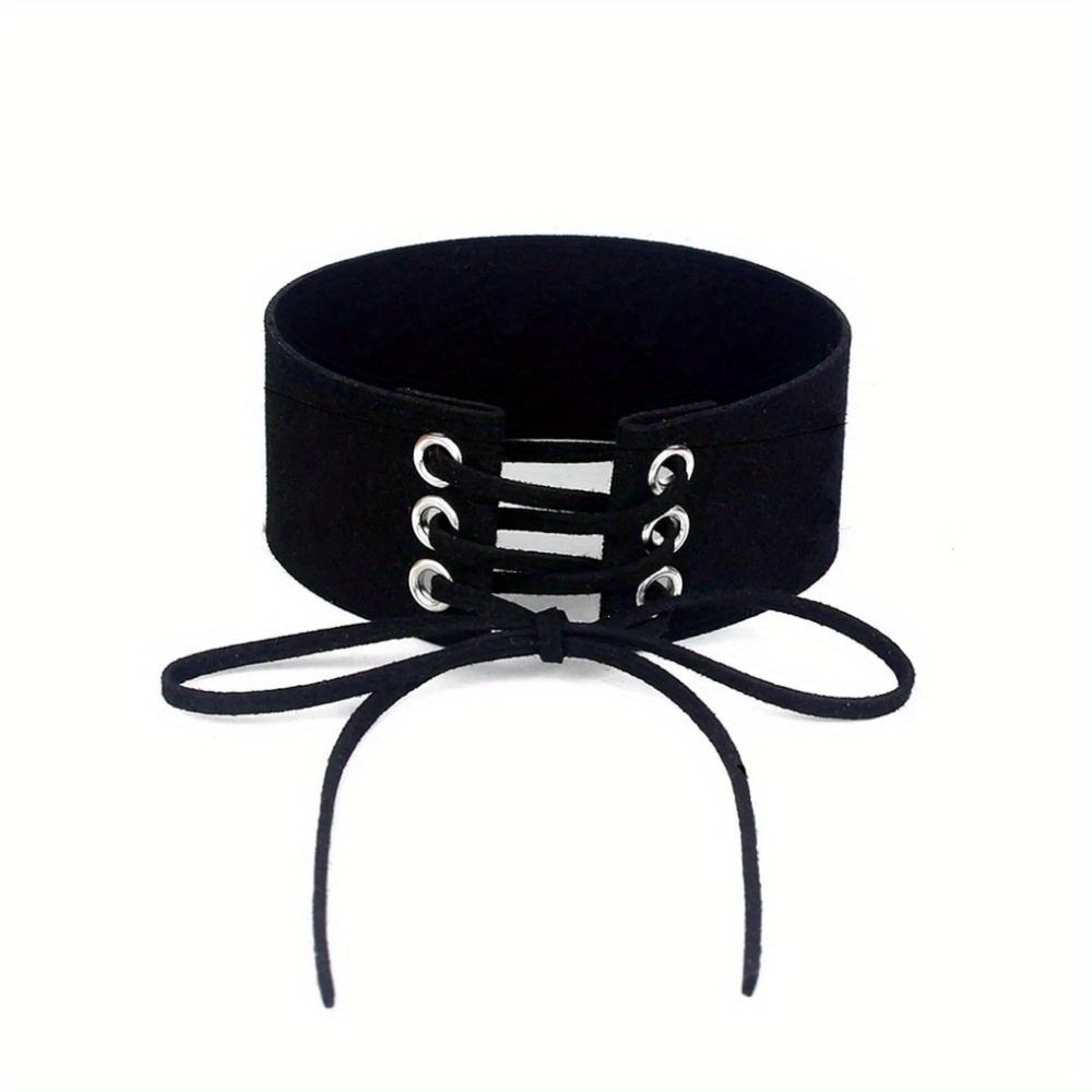 Sexy Harajuku Lace Up Anime Schmuck Samt Leder Vintage Punk Gothic Choker Halskette für Frauen Schmuck Geschenk schwarz