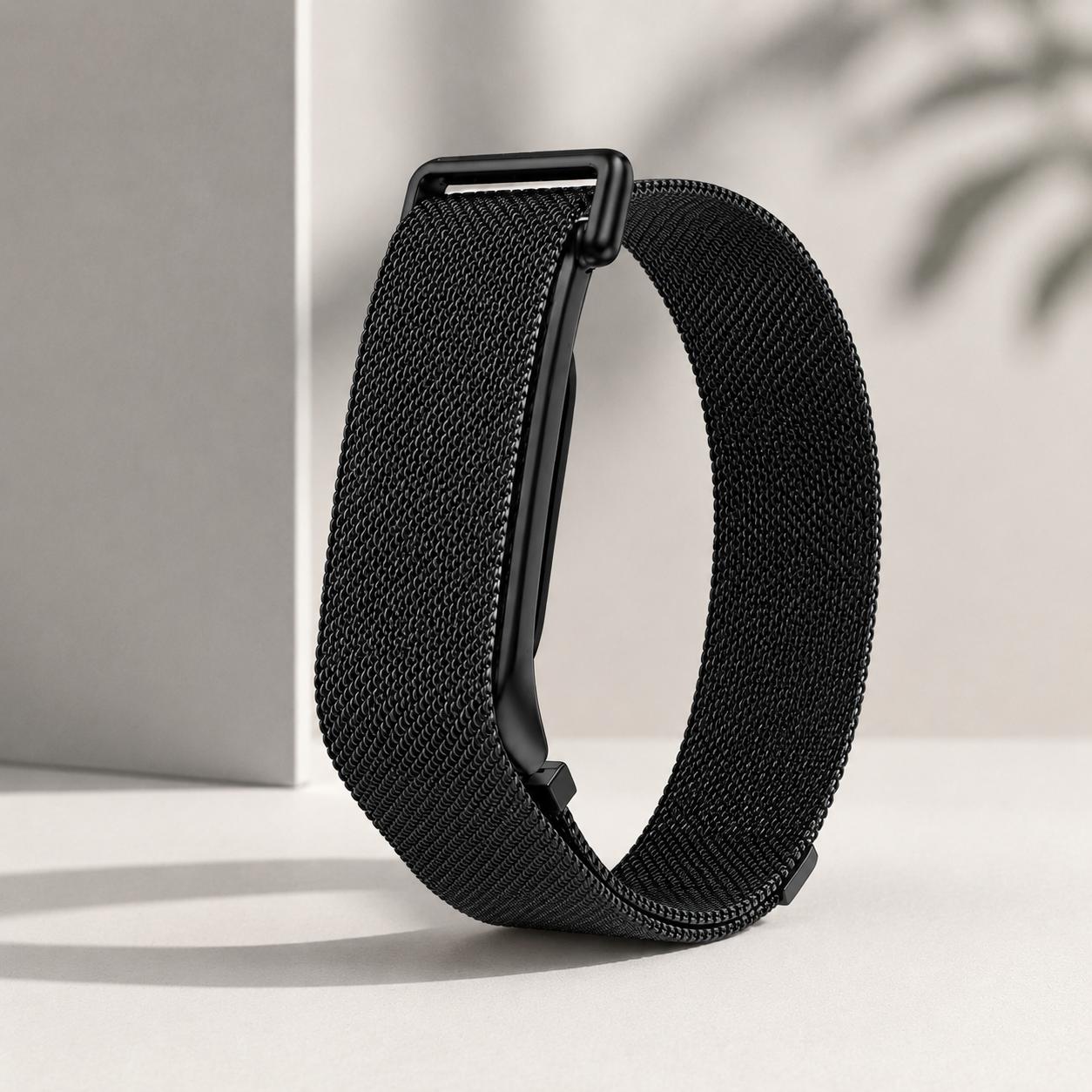 Für Google Fitbit Air Metallschlaufe Magnetisches Armband Edelstahl-Geflecht Ersatz-Armband Smartwatch-Armband Armband Zubehör schwarz