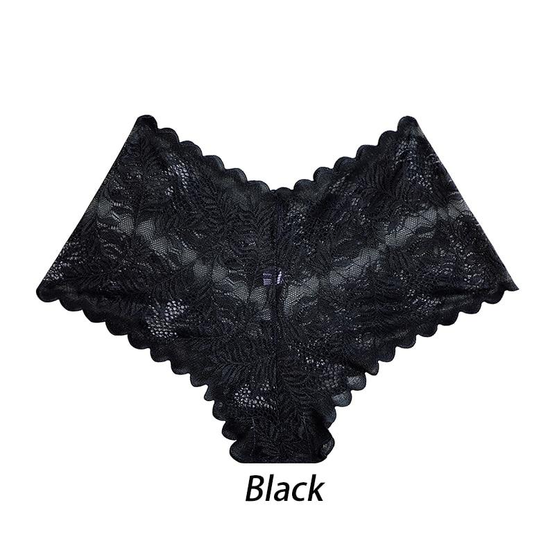 Spitze Höschen Frauen Nahtlose Unterwäsche Aushöhlen Briefs Sexy Transparent Weibliche Unterhose Atmungsaktive Dessous Dessous S schwarz