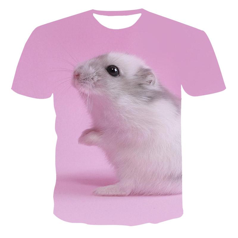 Lustige Hamster-Grafik Kinderbekleidung Niedliches Mädchen T-Shirt Kurzarm Kinder Sommerkleidung Lässiges Jungen T-Shirt Rundhals Tops 120