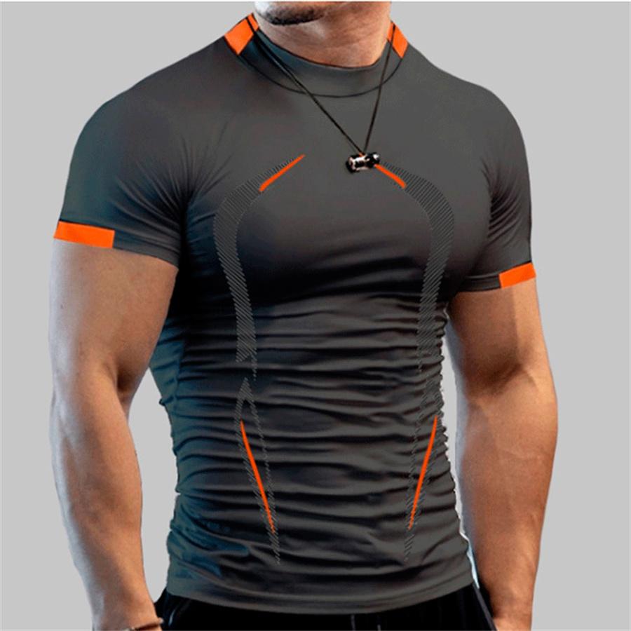 Männer Gym Sport T-shirt Shirts Slim fit T Shirt Männer Quick Dry Lauf Shirt Männer Workout Tees Fitness Tops Übergroßen t-shirt L dunkelgrau