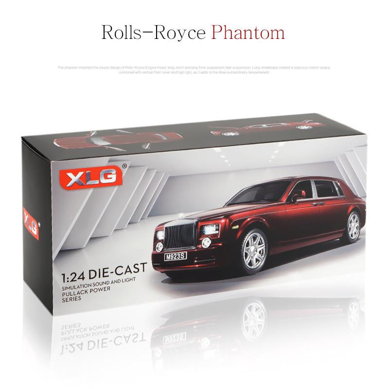 1:Phantom-Modellauto im Maßstab 24 aus Druckguss-Zinklegierung, Rückzugsfahrzeuge mit Lichtern und Musik für Kinder, Freunde, Geschenk für junge Leute 1/24-20.5x7.5x5cm rot