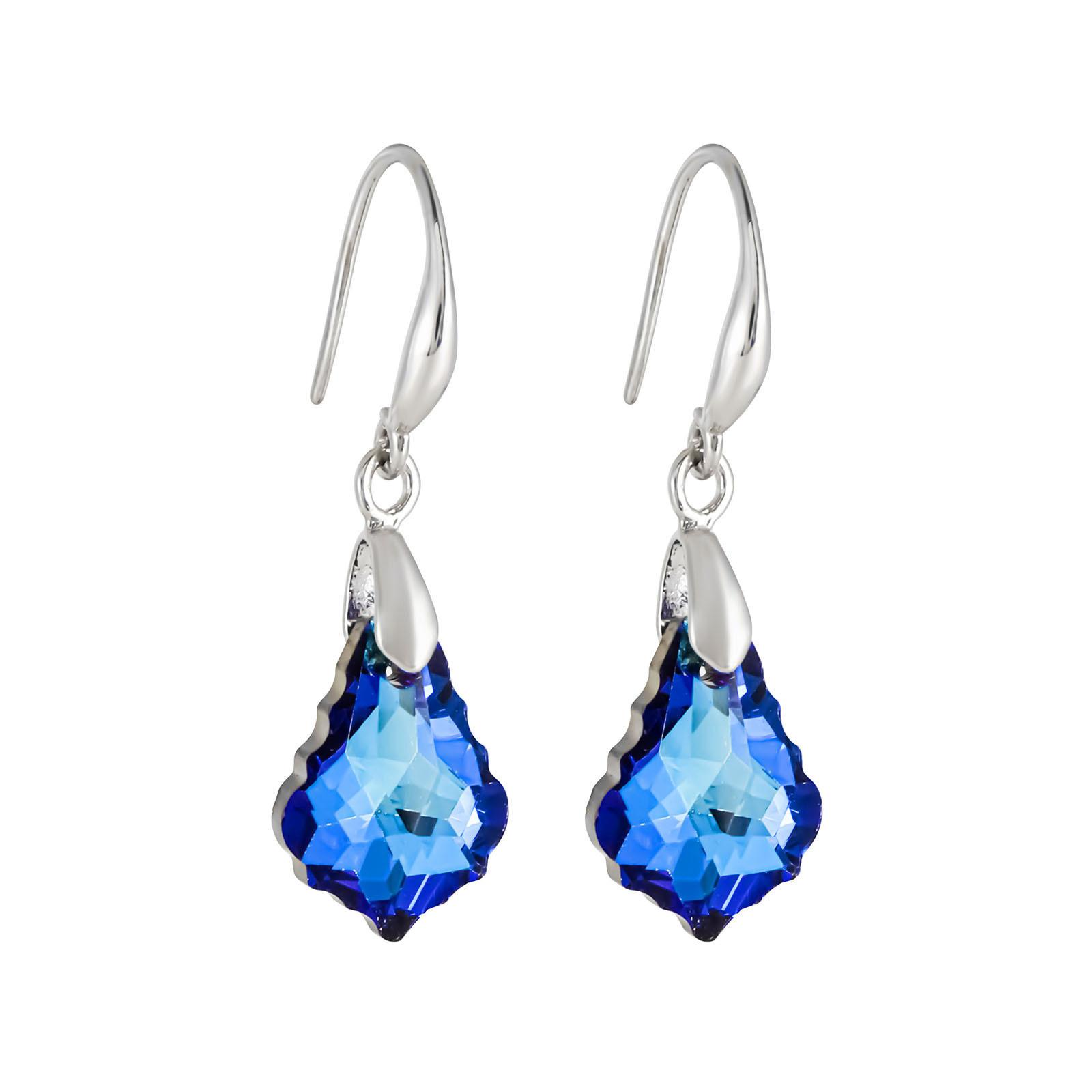 Fashion Imitation Kristall Schmuck Barock Maple Leaf Ohrringe Ohrringe Ohrringe Schmuck One Size blau