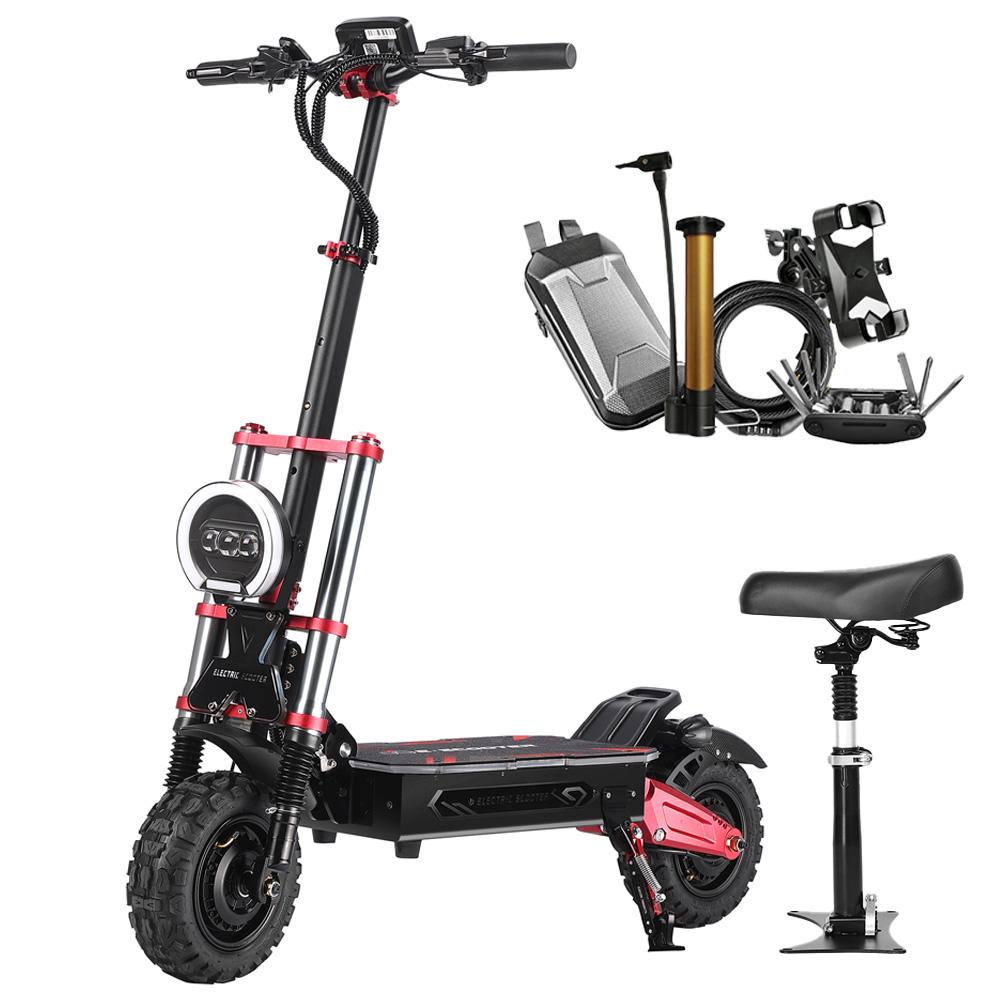 Elektroroller Boyueda S5 für Erwachsene 6000W Offroad E-Scooter, 60V38Ah Batterie, Vollfederung, 11 Reifen City Faltbarer E-Scooter mit Sitz E-Scooter & Free Gift schwarz
