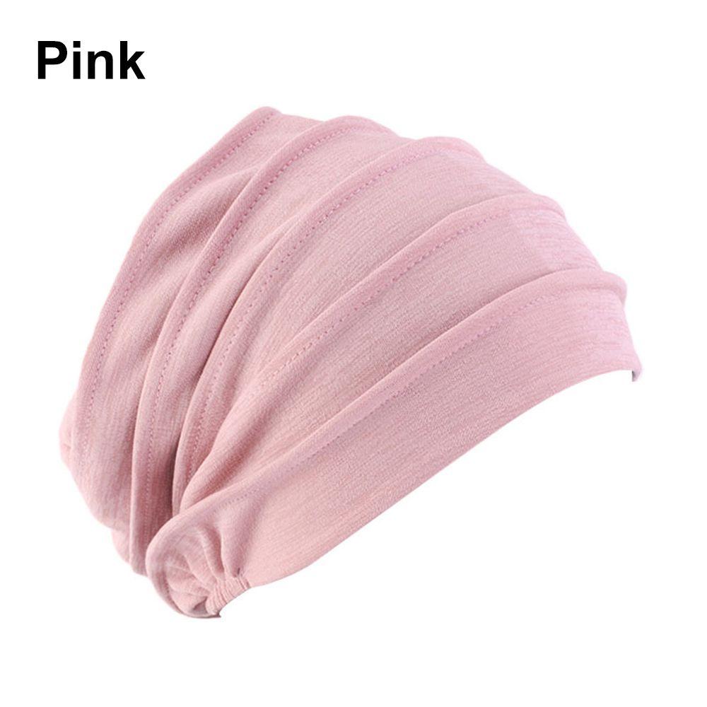 Weiche Winter Warme Haarausfall Kopftuch Mützen Kopf Wrap Chemo Hut Muslimischen Hijabs Frauen Turban Hut rosa