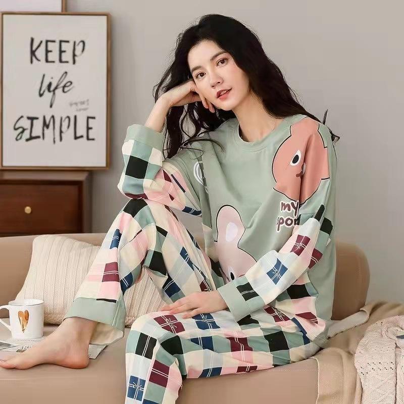 18 Farben Neuer Winterpyjama, Damen, Koreanische Version, Langärmlig, Homewear-Anzug, Locker, Große Größe, Zweiteiliger Anzug, Kann Draußen Getragen Werden XXL