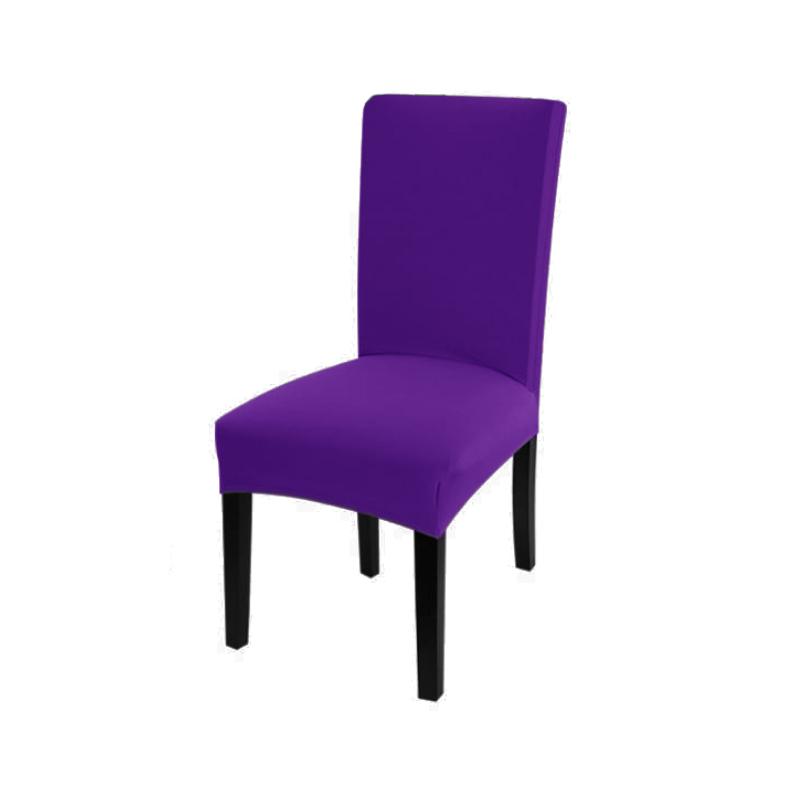 Einfarbiger Stuhlbezug, Spandex-Stretch-Schonbezüge, Stuhlhussen für Küche, Esszimmer, Küche, Hochzeitsbankett dunkelviolette